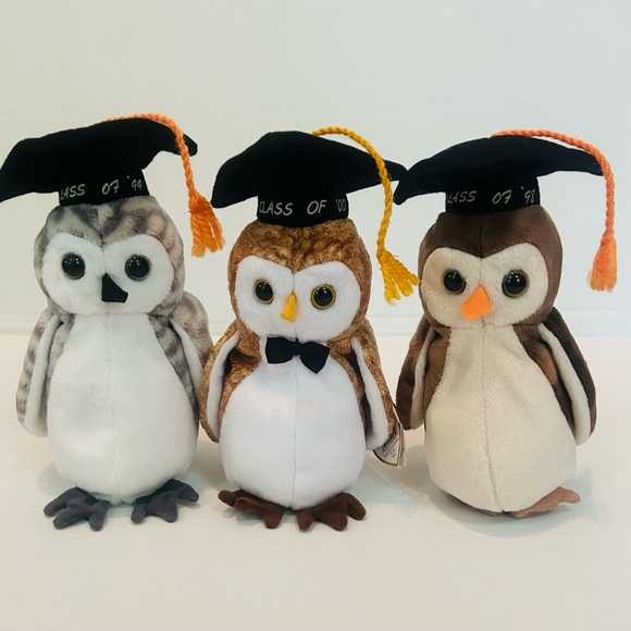 TY Beanie Babies Graduation Owl Wise Wiser Wisest